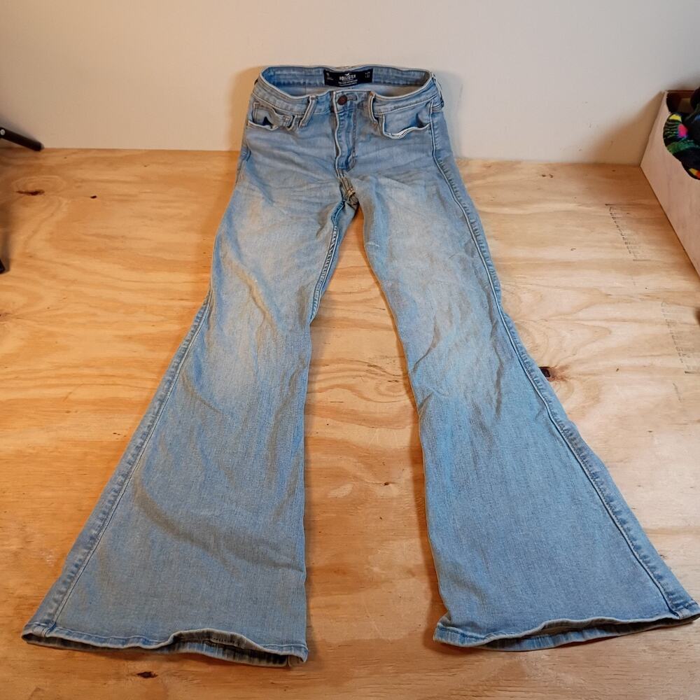 Hollister Womens High Rise Vintage Flare Jeans Size 1R 25x32 Light Wash Stretch